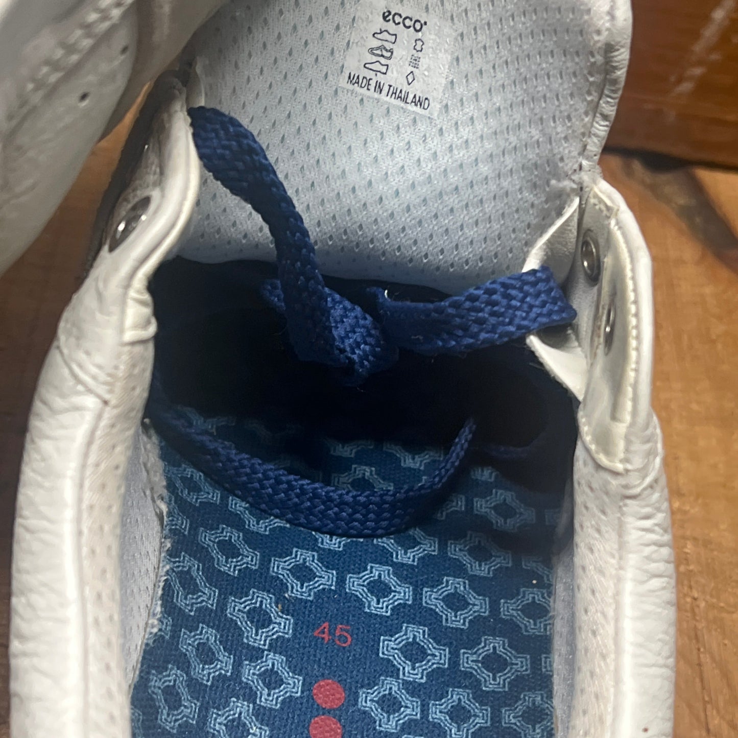 Men’s Ecco Street Premier Cleat-less Golf Shoe 45EU •White/Blue• Leather