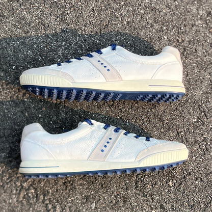Men’s Ecco Street Premier Cleat-less Golf Shoe 46EU •White/Blue• Leather