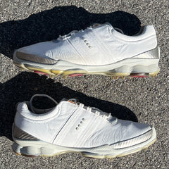 Men’s Ecco Biom Cleated Golf Shoe  42EU •White/Grey• Hydromax Yak Leather