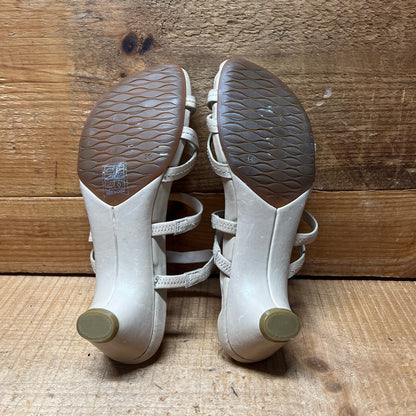 Women's Ecco low heeled toe-ring Stappy Slide 37  Beige Leather