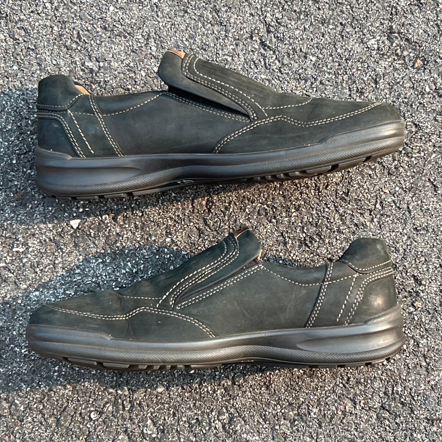 Men’s Ecco Twin Gored Slip-on  Comfort Casual 44EU •Black NuBuck Leather • Made in Portugal