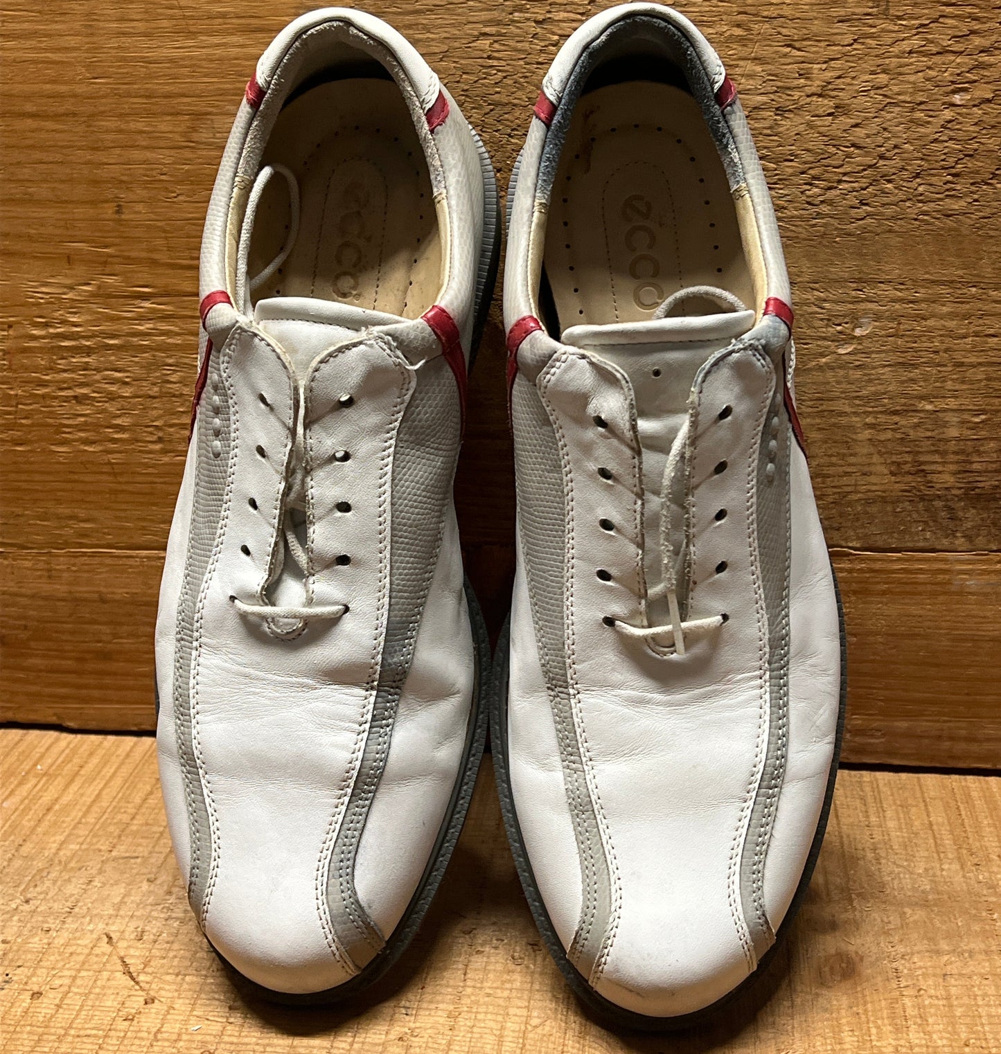 Men’s Ecco Cleat-less Golf Shoe 44EU •Whit/Grey/Black • Hydromax Leather