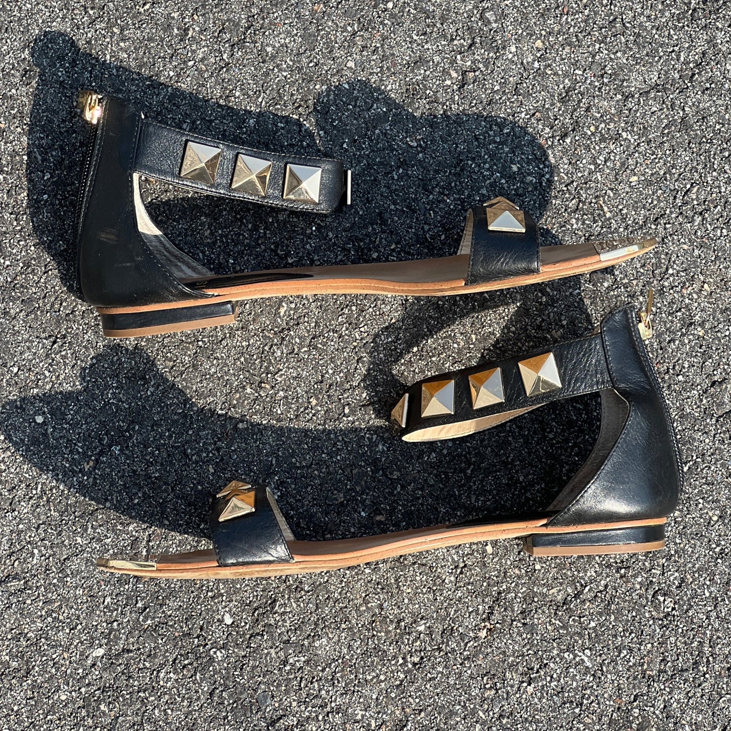 Isola Women's •Adette•  Studded Sandal 9M Black Leather