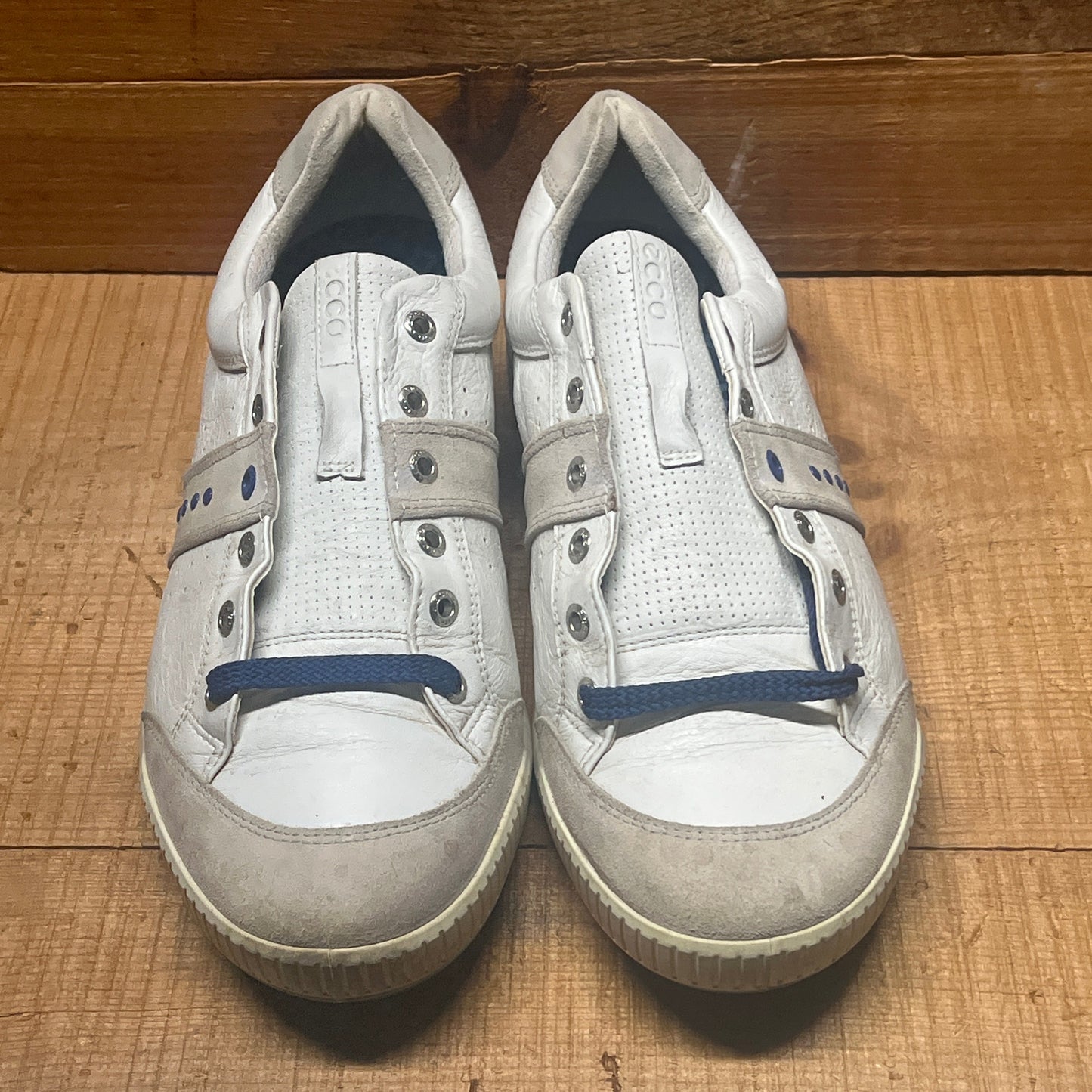 Men’s Ecco Street Premier Cleat-less Golf Shoe 45EU •White/Blue• Leather