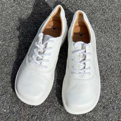 Women's  NURSE MATES  •Macie• Pillow-Top Oxford 9.5M  White Leather