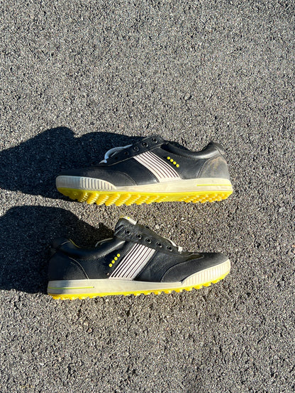 Men’s Ecco Street Premier Cleat-less Golf Shoe 46EU • Black/White/Citron • Leather