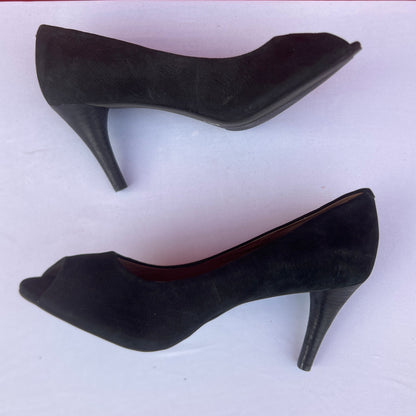 Woman’s Ecco  Peep-toe Pump 39M Black Suede Leather