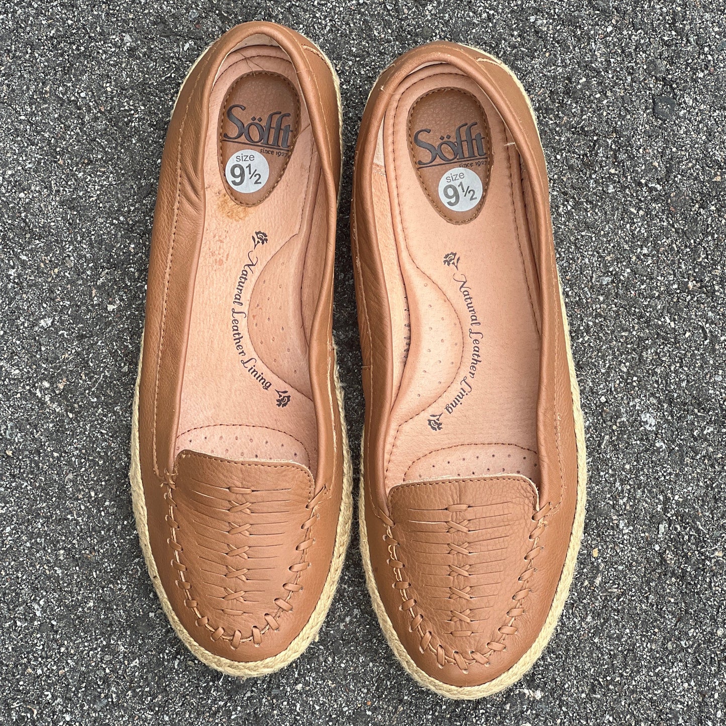 Woman’s  Sofft Malila Jute Wrapped Slip-on Moc 9.5M Tan Leather