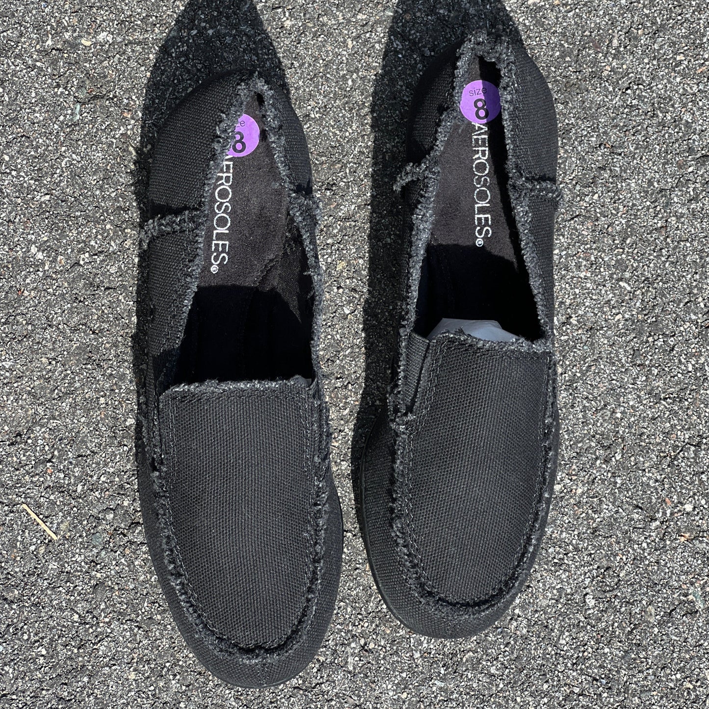 (Aerosoles SureGrip Women's •You Betcha• Non-Slip Flats 8M Black Canvas