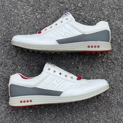 Men’s Ecco  Premier Cleat-less Golf Shoe 45EU •White/ Grey• Hydromax  Leather