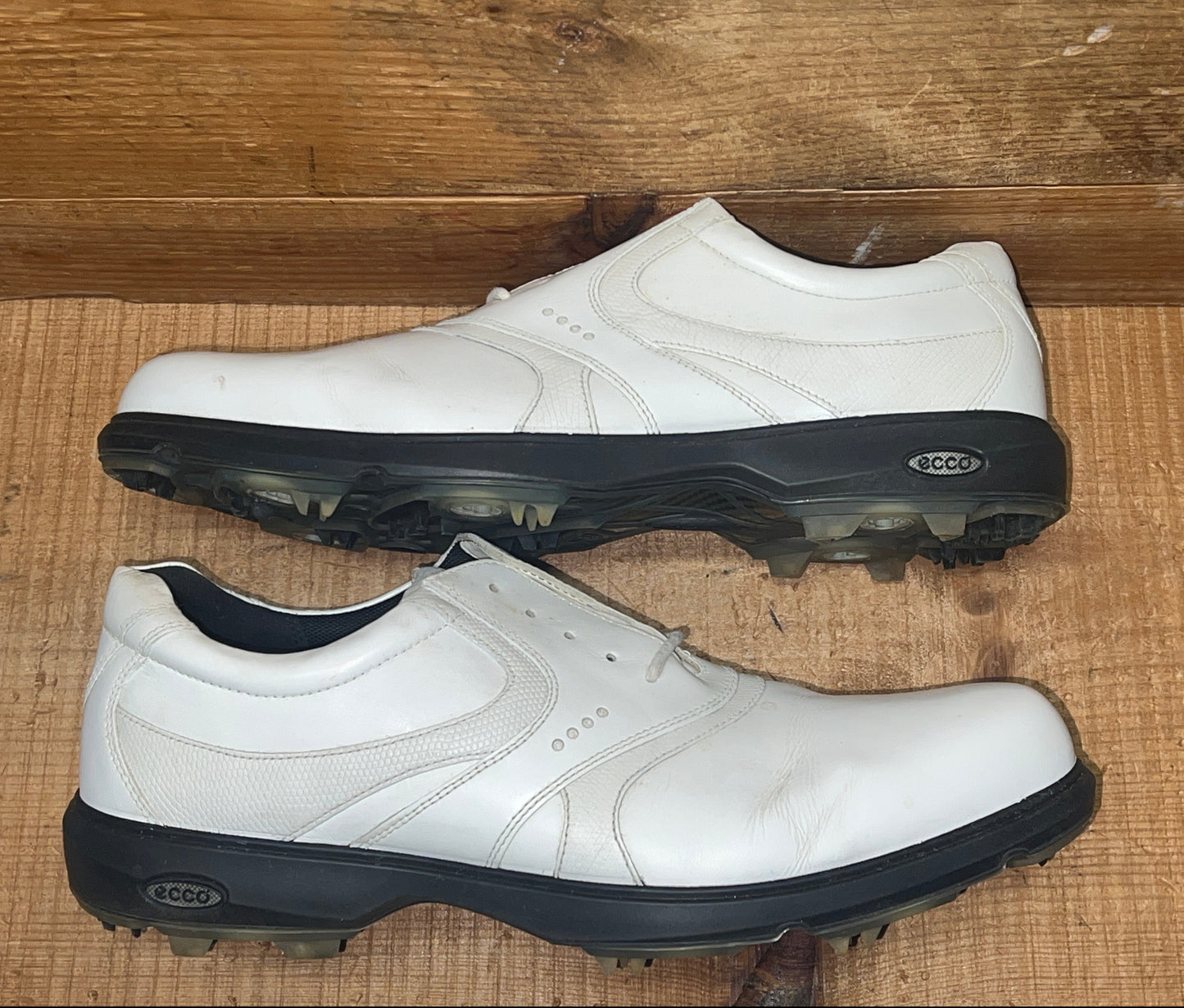 Men’s Ecco Cleated Golf Shoe • White Leather • Size 45