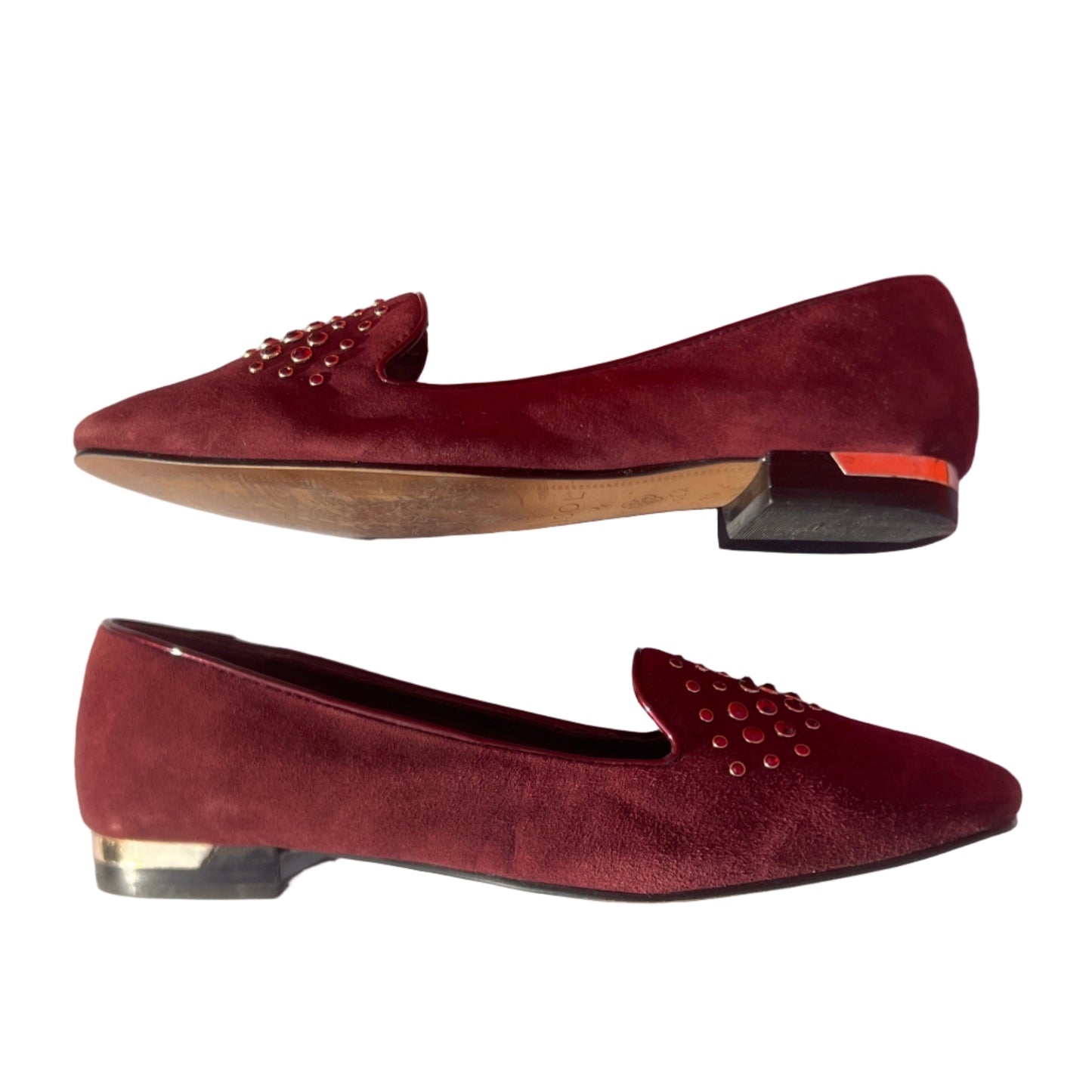 Woman’s Isola •Donna• Jeweled Smoking Shoe 10M Maroon Suede Leather