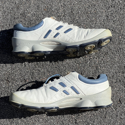 Men’s Ecco Biom Cleated Golf Shoe  46EU •White/Blue• Hydromax Yak Leather