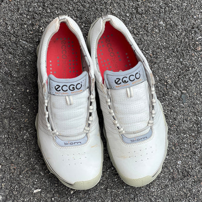 Women’s Ecco  Biom spiked Golf Shoes 38EU -white/grey- Hydromax Yak Leather