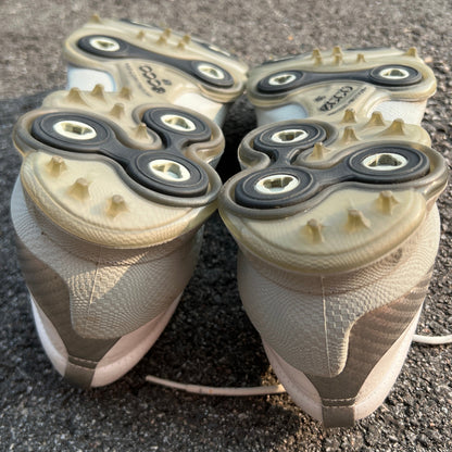 Men’s Ecco Biom Cleated Golf Shoe  46EU• White/Grey • Hydromax Yak Leather