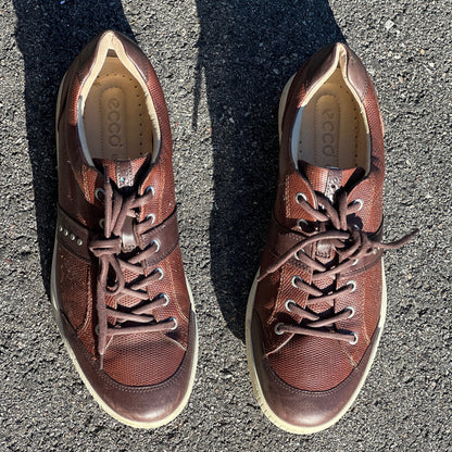 Men’s Ecco Street Premier Cleat-less Golf Shoe 46EU • Brown Reptile Embossed Hydromax  Leather