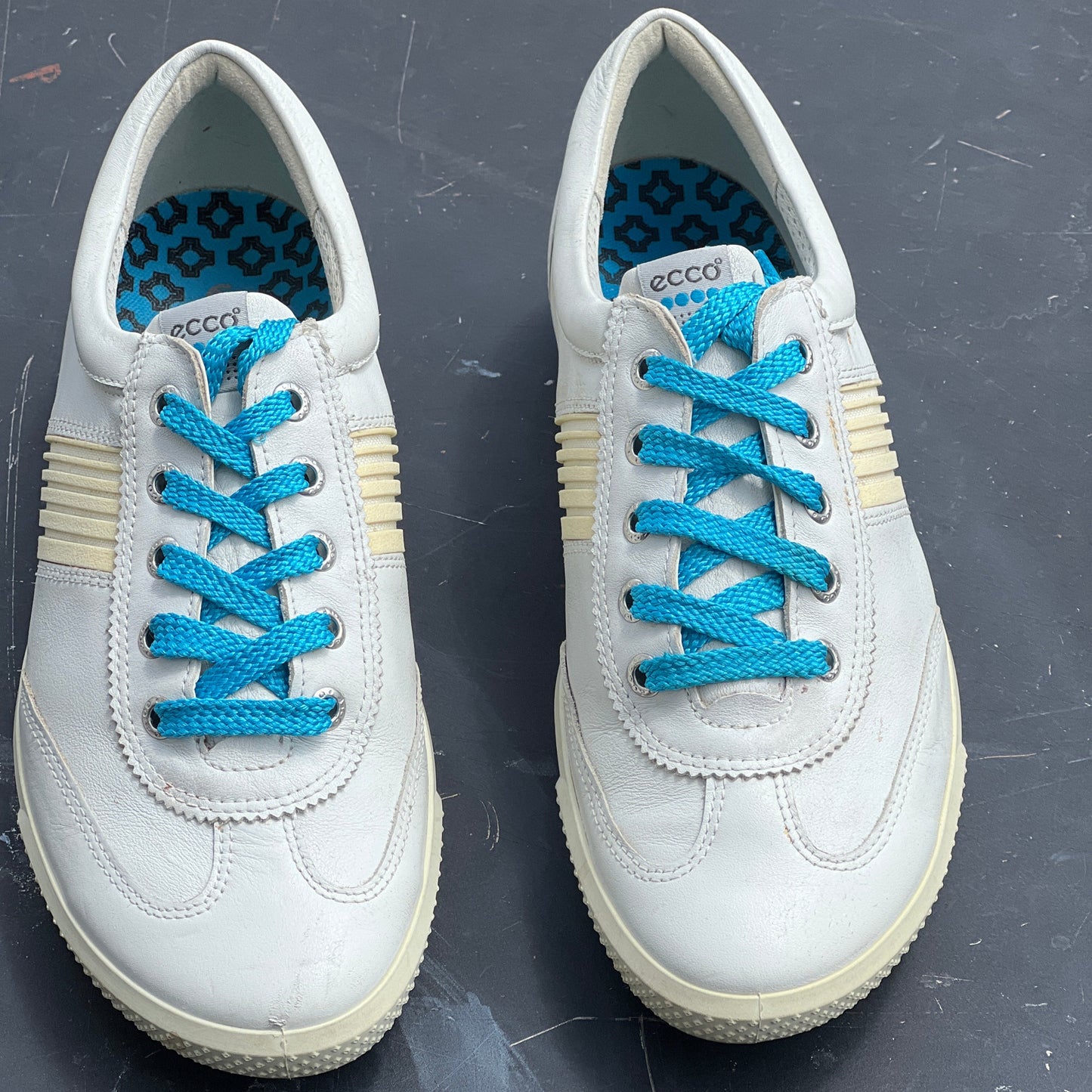 Women’s Ecco Spikeless Golf Shoe 41EU White/Blue Hydrowmax  Leather